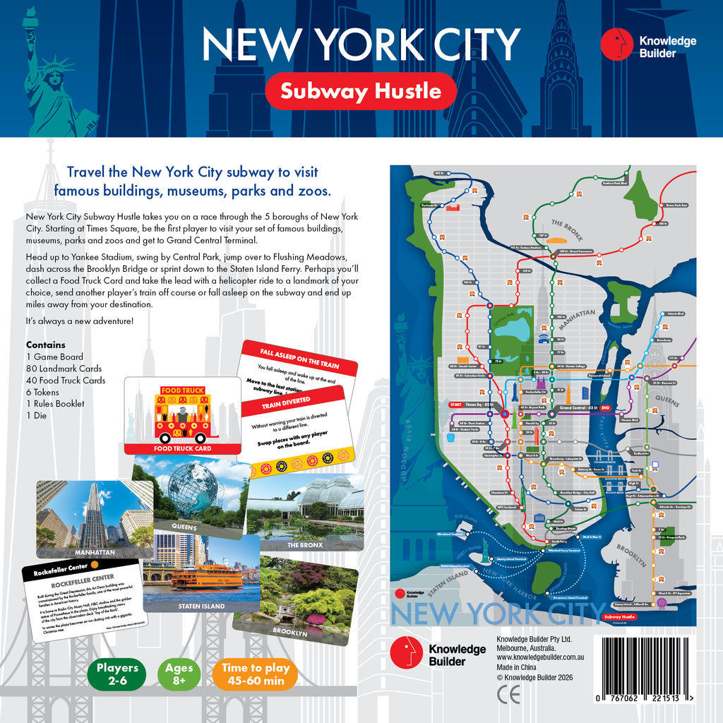 NYC Subway Hustle board game box back