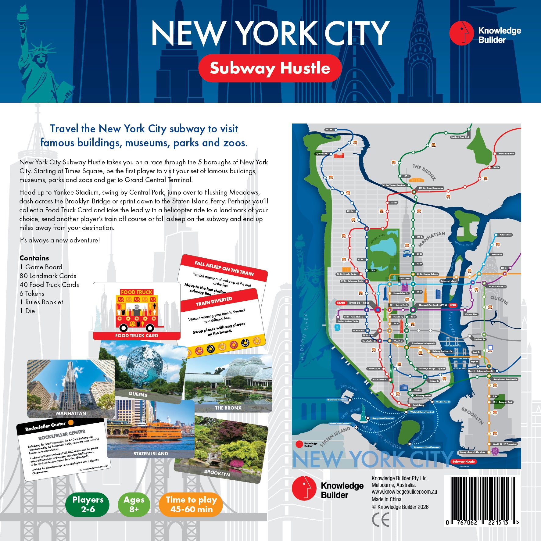 NYC Subway Hustle board game box back